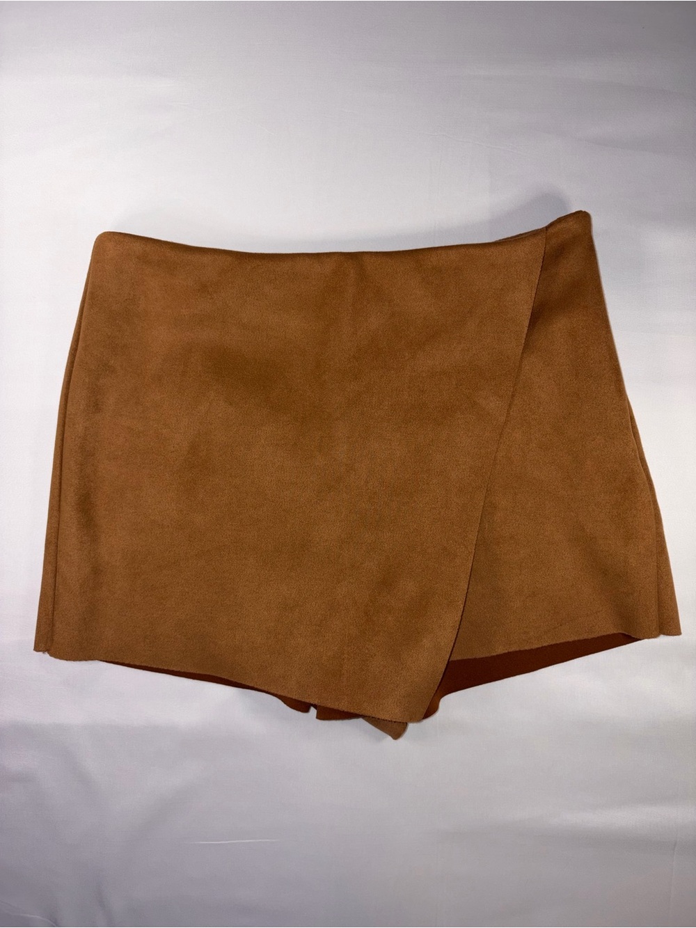 Forever 21 Faux Suede Wrap Skort - Brown